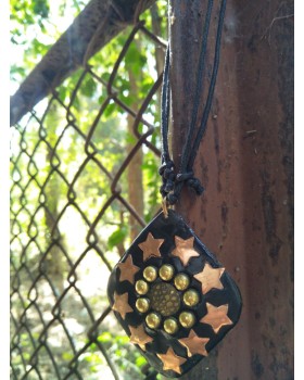 Alphabey's Black And Golden Copper Double Tone Pendent Necklace For Men & Women Alphabey's Black And Golden Copper Double Tone Pendent Necklace For Men & Women